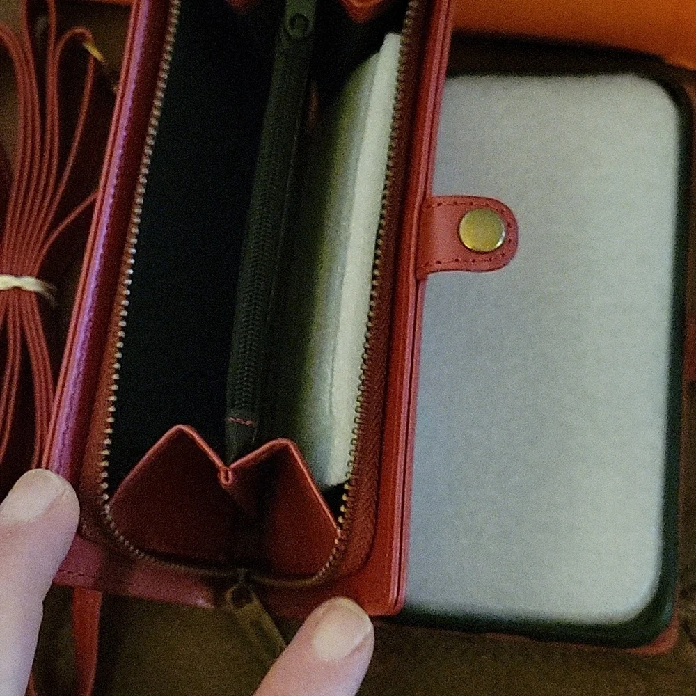 Red iPhone 11 Zipper Wallet Cell Phone Case Pleather